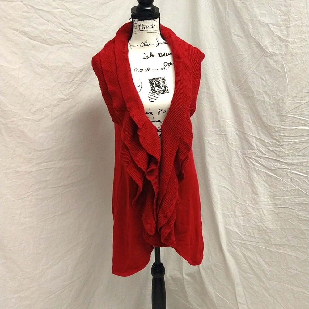 Dressbarn • red ruffled sweater vest